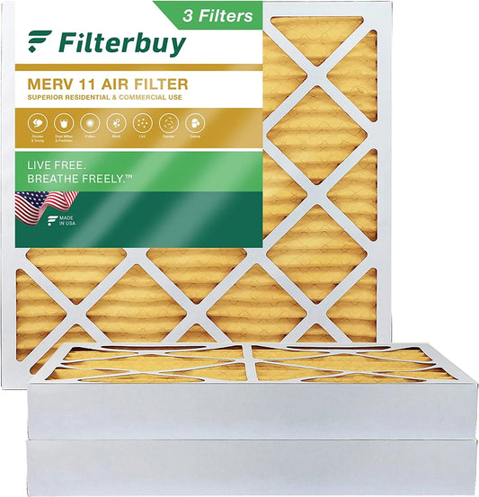 (3-Pack) 12x12x4 AC Furnace 11 Filterbuy HVAC MERV Air Filters Pleated