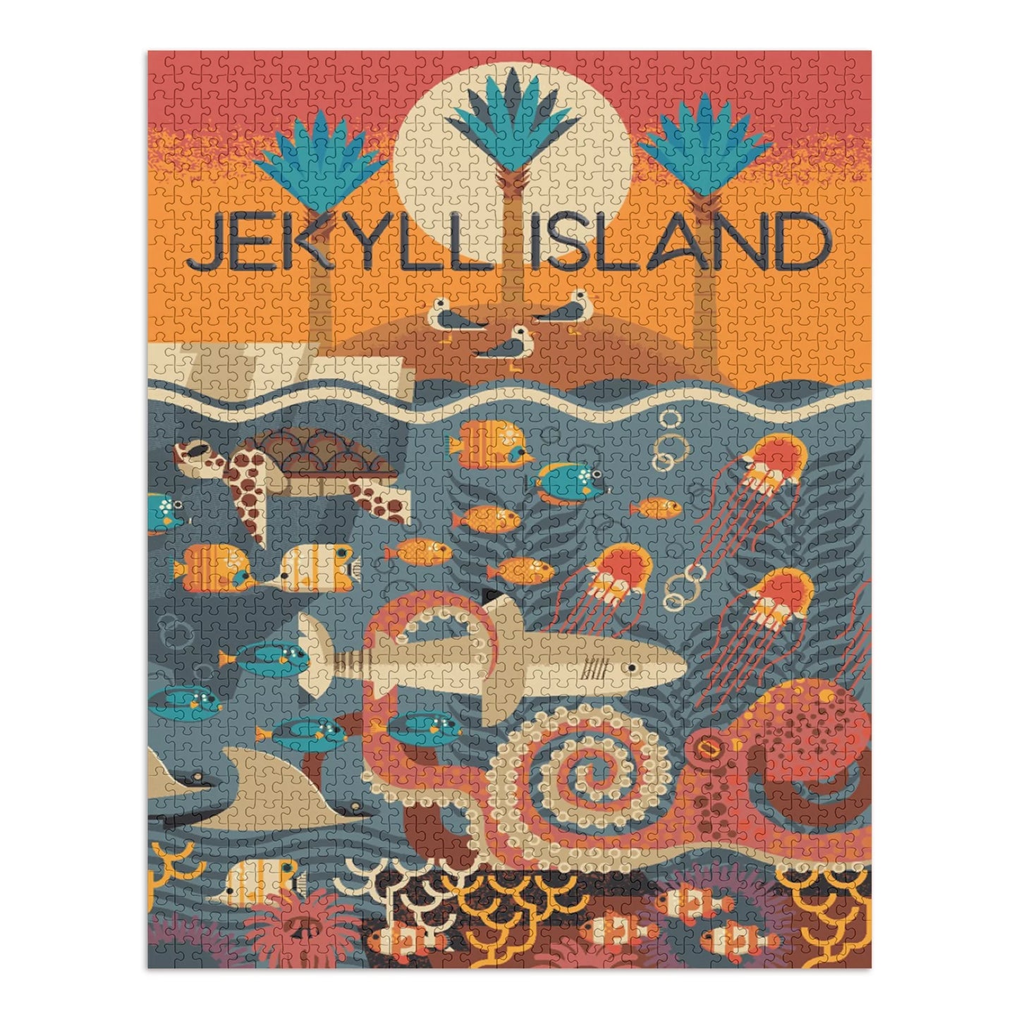 (1000 in Adults Island, Geometric for Challenging Size Jekyll USA) Jigsaw Georgia, Made Puzzle Piece 19x27, Textured and Family, Puzzle,