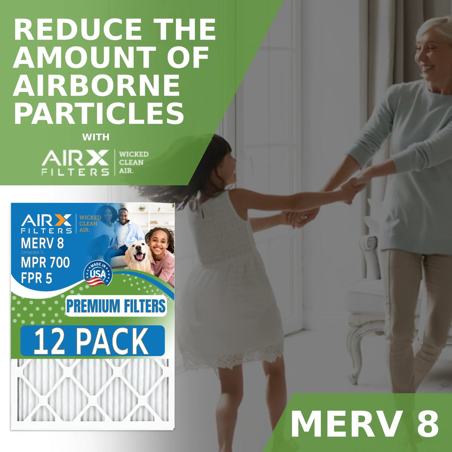 18x24x2 AIRX & Air Comparable FPR Furnace Rating, MPR FILTERS CLEAN - 5 8 of USA MERV in Filters to 12 700 WICKED AIR. by Made Filter Pack