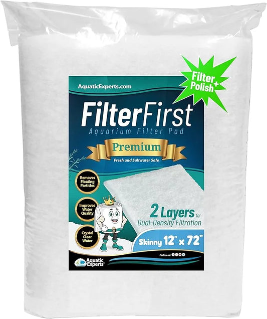 ½ Filter Aquarium - Inch by by ⅜ Thick Aquarium for Experts Filter FilterFirst Pad, 72 Tank Aquatic 12 Water Filters, for Clear Floss Crystal Filter Roll Fish Inch Media to