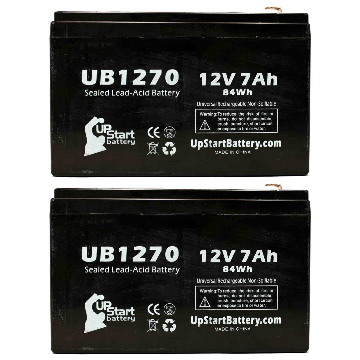 - Battery UB1270 Sealed 2x Replacement Acid Terminal F1 Battery AGM, to Universal Upsonic SLA) - Adapters (12V, F2 F1 Includes Terminal, Compatible Pack PCM140VR 7000mAh, Lead 4 7Ah, -