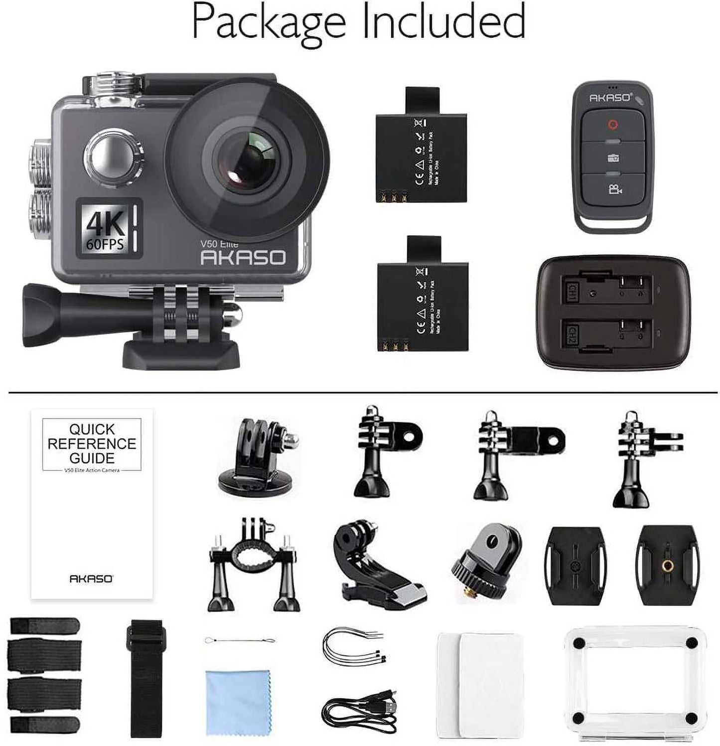 131ft 4K and Sports V50 Helmet Action Touch Zoom Elite Camera 8X Camera EIS Camera, 60fps 2.0 Accessories Screen Underwater with AKASO