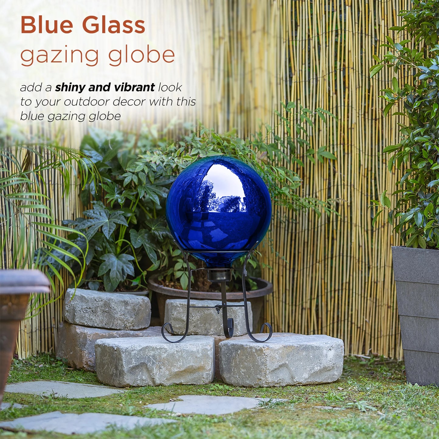 10" Reflective Alpine Globe, Blue Corporation Gazing Glass