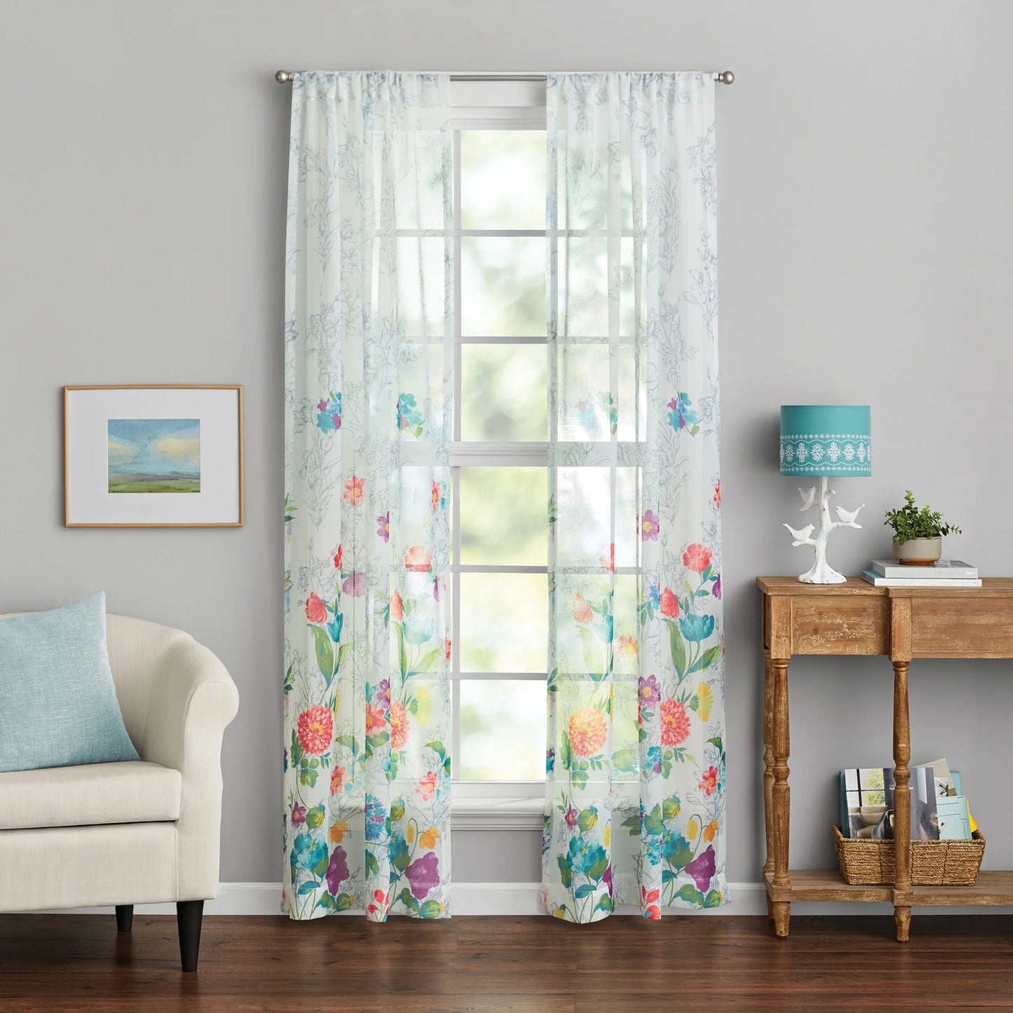 2 Pioneer 40x84, The Woman Polyester RodPocket Floral, Panel, Bouquet Pack Blooming Curtain Multi,