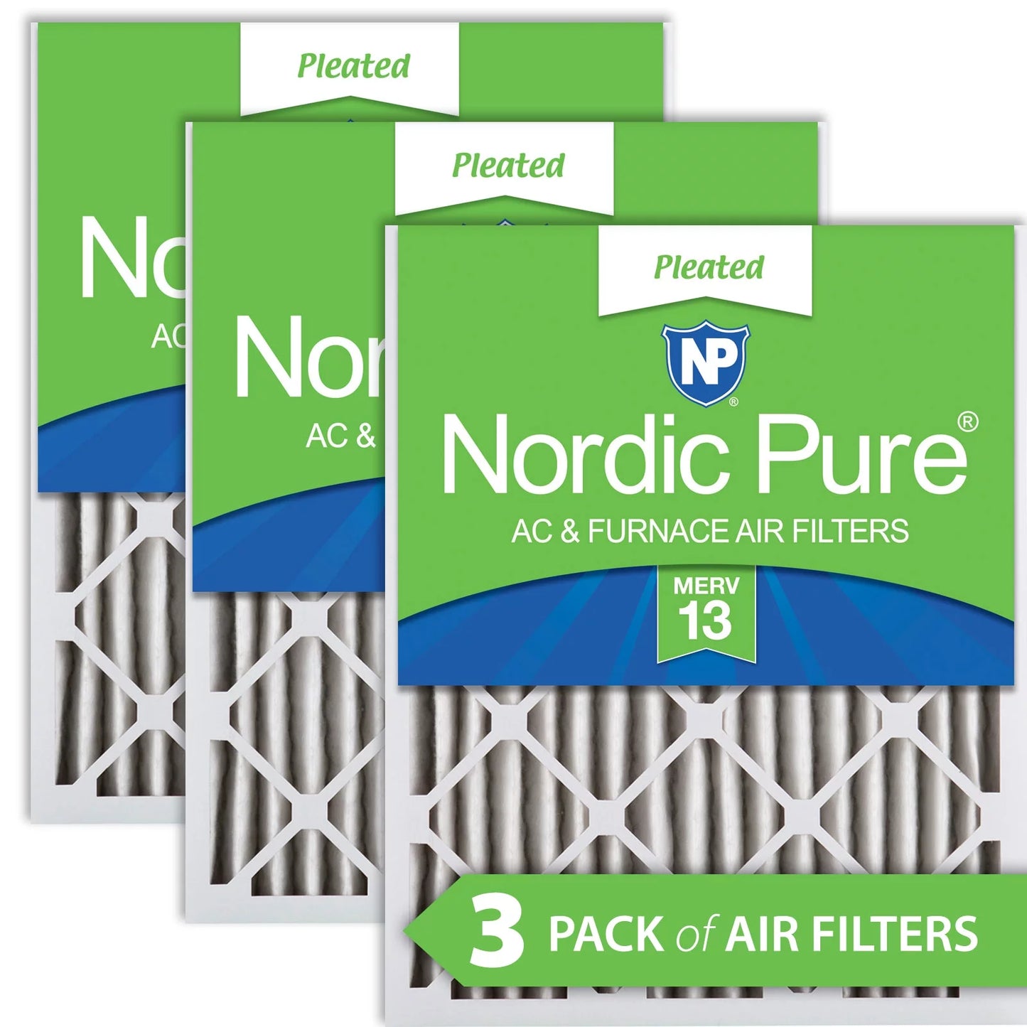 16x30x2 Filters 3 Air 13 Nordic Pleated MERV Pure Pack