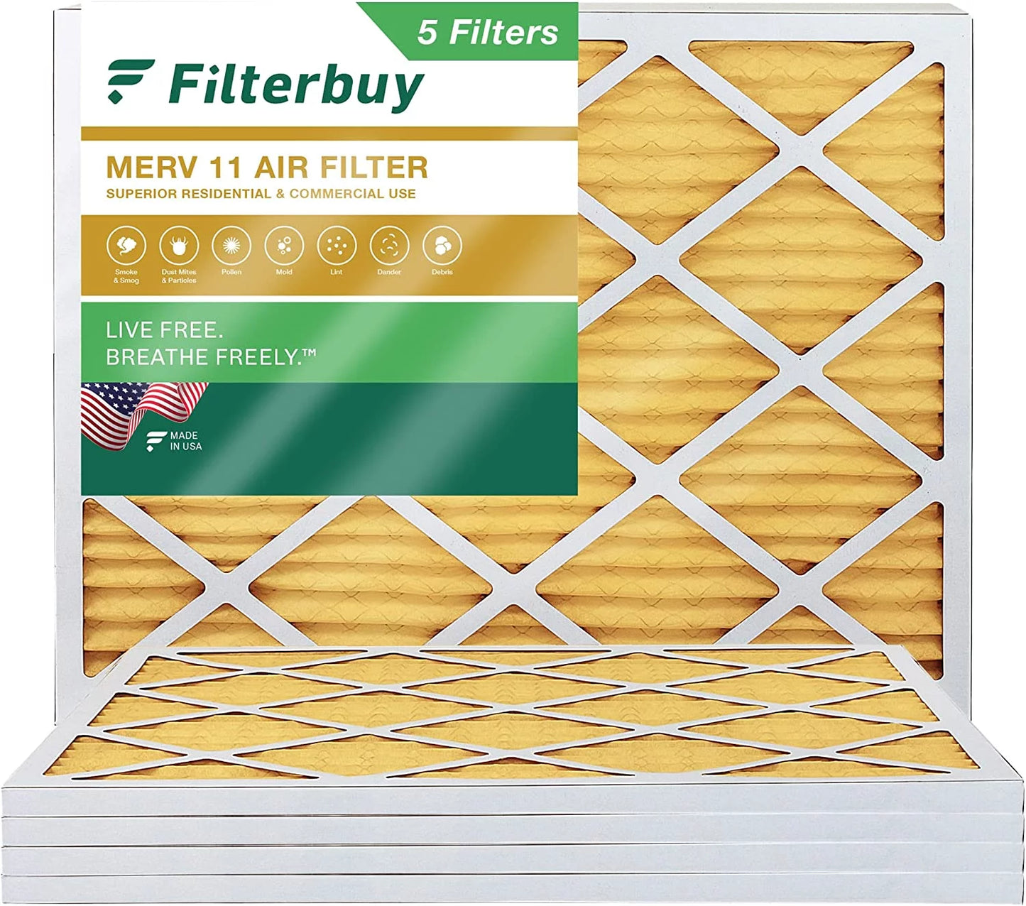 (5-Pack) 14x20x1 11 Pleated AC MERV Air Filterbuy HVAC Filters Furnace