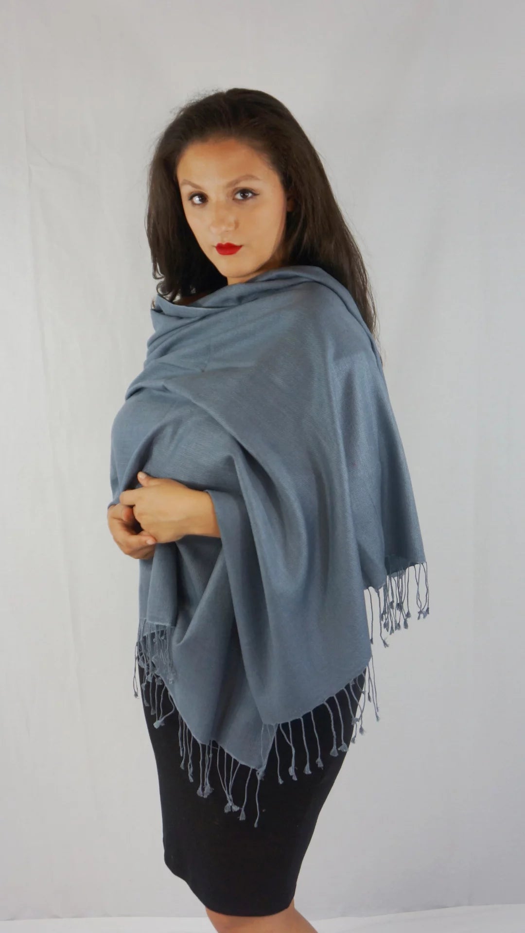 (Slate Shawl/Cashmere Grey Scarf/Wool/Silk Regular Shawl/Shawls/Scarf/Scarves/Wrap/Stole/Muffler/Cape/Ruana/Blanket/Throw/Pashmina Shawl)