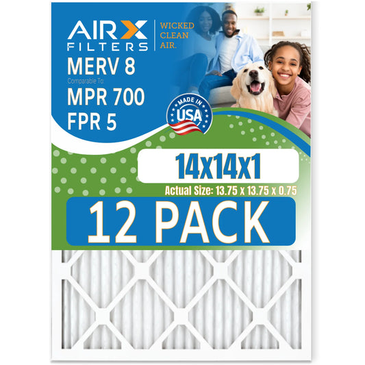 & Comparable 12 Pack Rating, Furnace of to Filter Filters AIRX FPR MPR CLEAN AIR. 700 USA MERV Made FILTERS - by 5 in Air WICKED 8 14x14x1