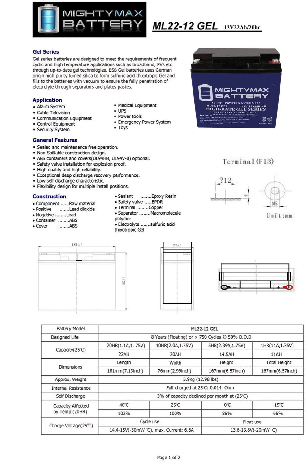 12V R200/R500 22AH Rascal Replaces Battery GEL Series Scooter