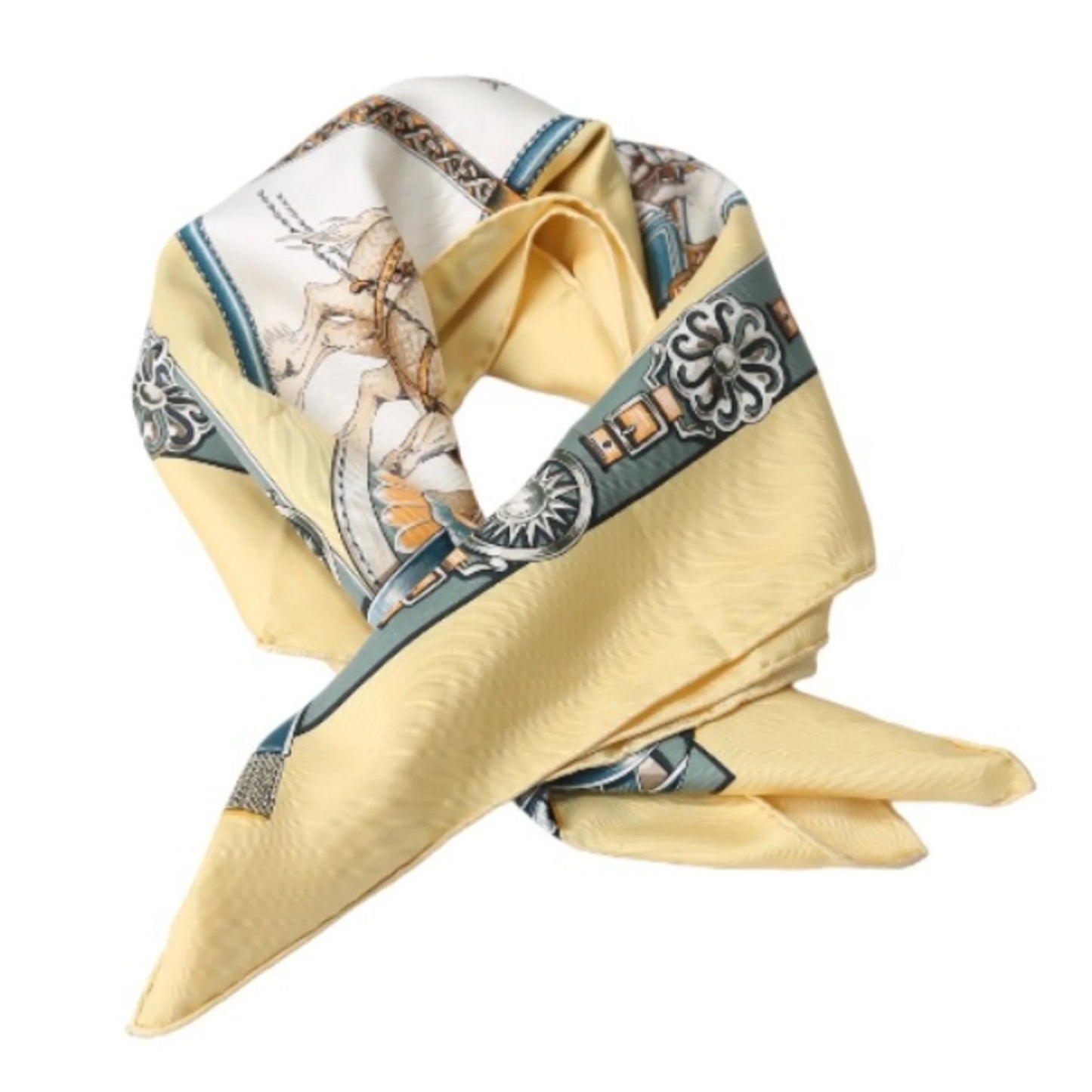 100% Hermes (Fair) Yellow HERMES Pre-Owned Silk Taima Scarf Kare90