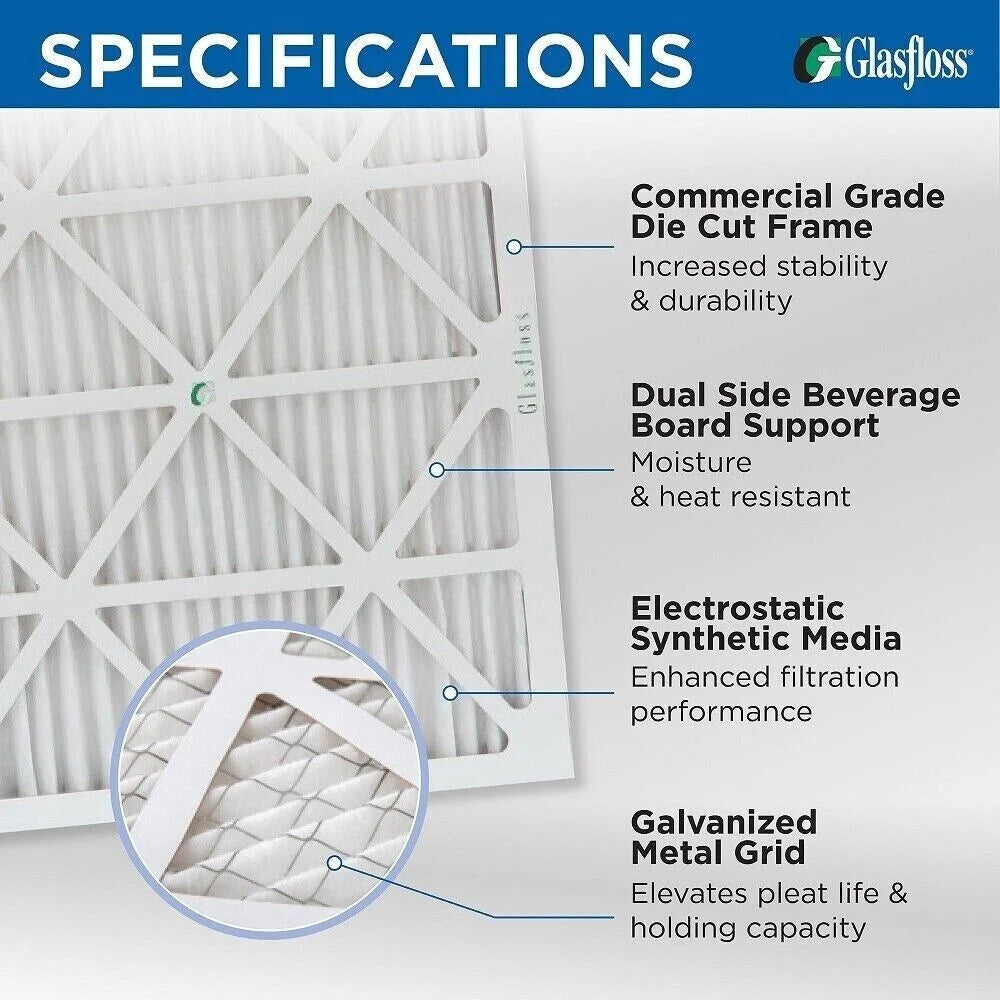 1-3/4 Filters x 19-1/2 19-1/2 2" Actual Glasfloss. MERV Pleated Inch of Size: 20x20x2 13 Air 3 by Pack x