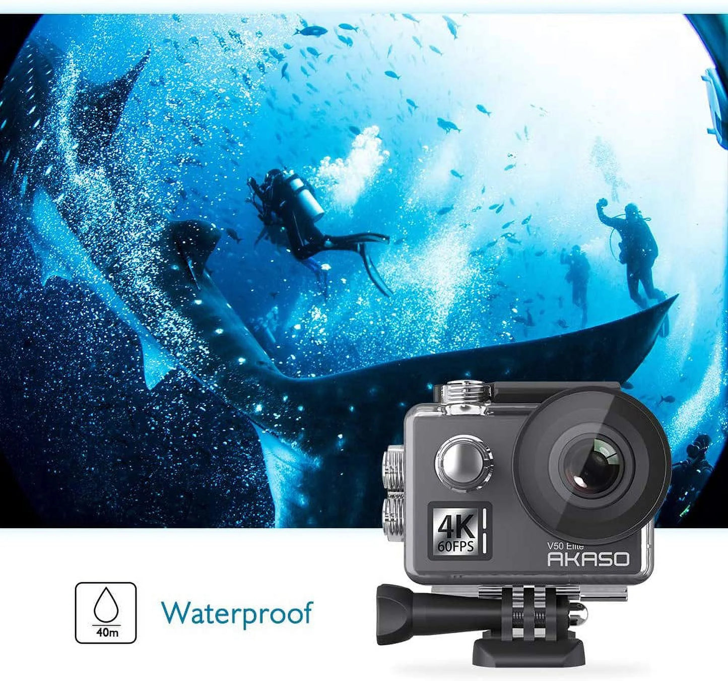 131ft 4K and Sports V50 Helmet Action Touch Zoom Elite Camera 8X Camera EIS Camera, 60fps 2.0 Accessories Screen Underwater with AKASO