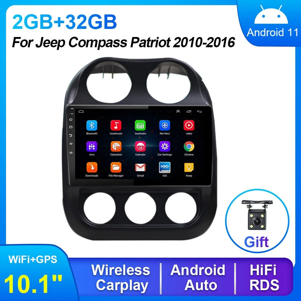 - 11, Compass Player - Jeep Display Car Stereo Camera GPS WiFi, Navi MP5 Reverse 10.1" Kydely Android Patriot Bluetooth,