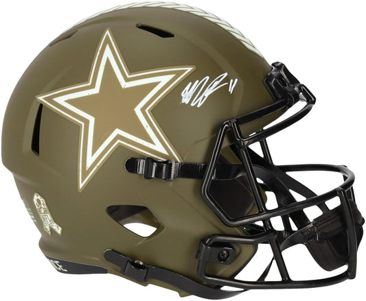 - Parsons Certified Autographed Replica Authentic To Service Helmet 2022 Cowboys Dallas Micah Fanatics Salute Speed Riddell