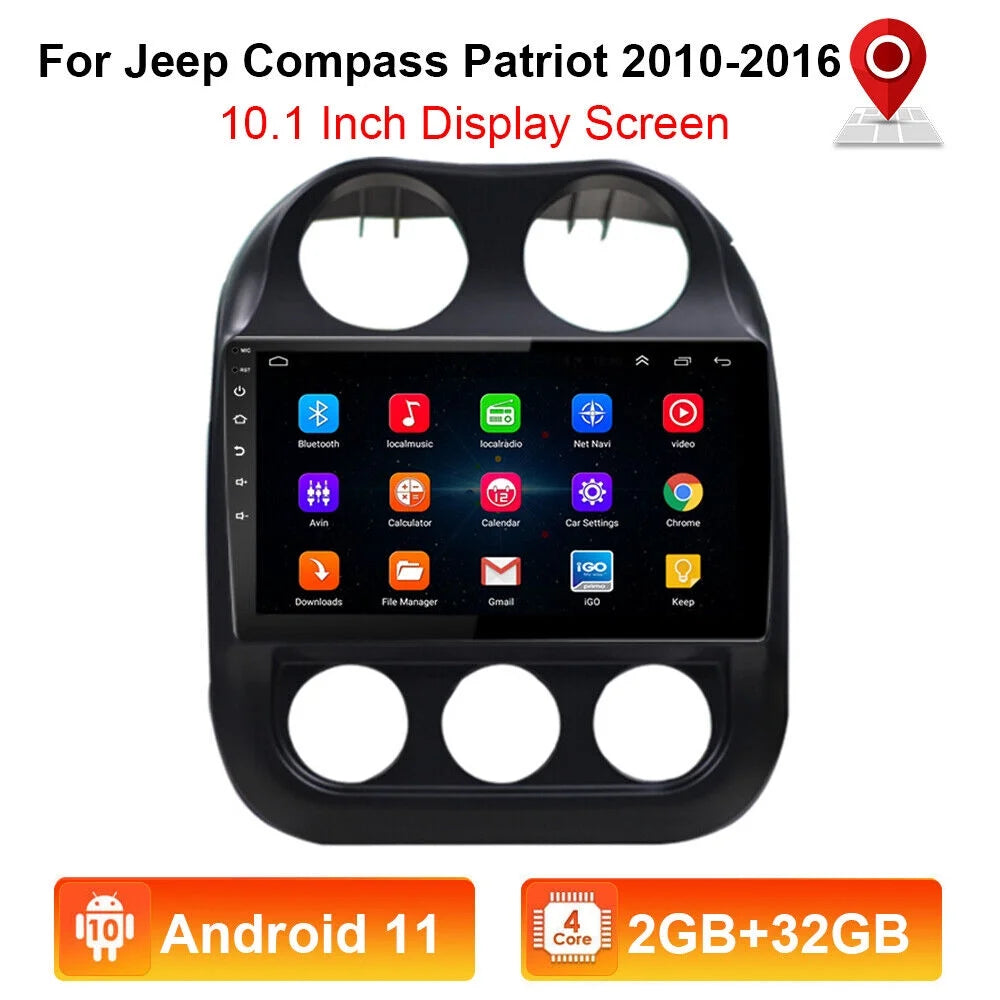 - 11, Compass Player - Jeep Display Car Stereo Camera GPS WiFi, Navi MP5 Reverse 10.1" Kydely Android Patriot Bluetooth,