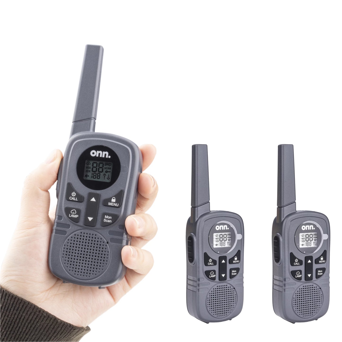 16 Miles Two LED Way pack 2 Radios, privacy 121 Light, Walkie Onn. Channels Talkies with