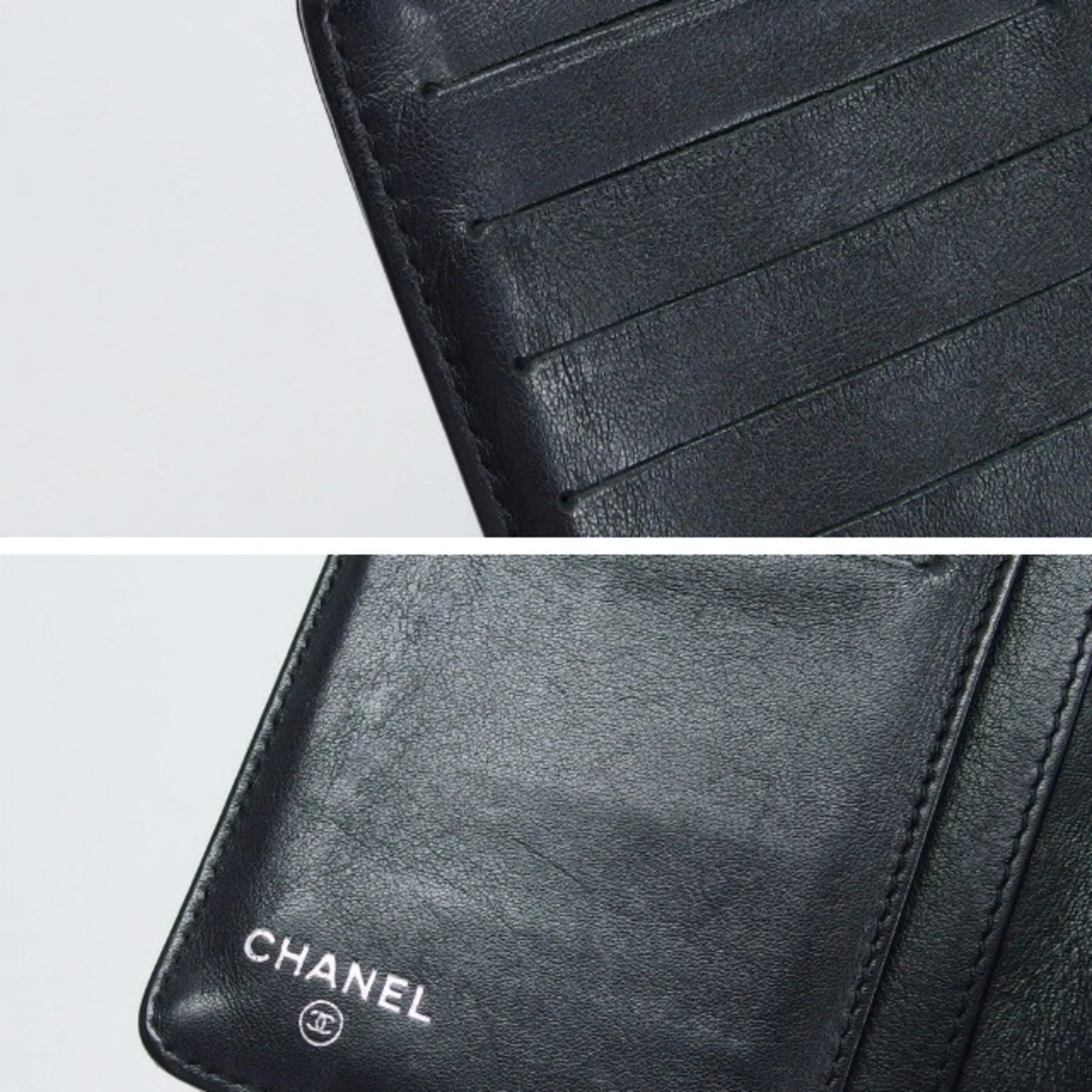 (Fair) camellia Chanel Pre-Owned blue makeup bi-fold wallet palette long