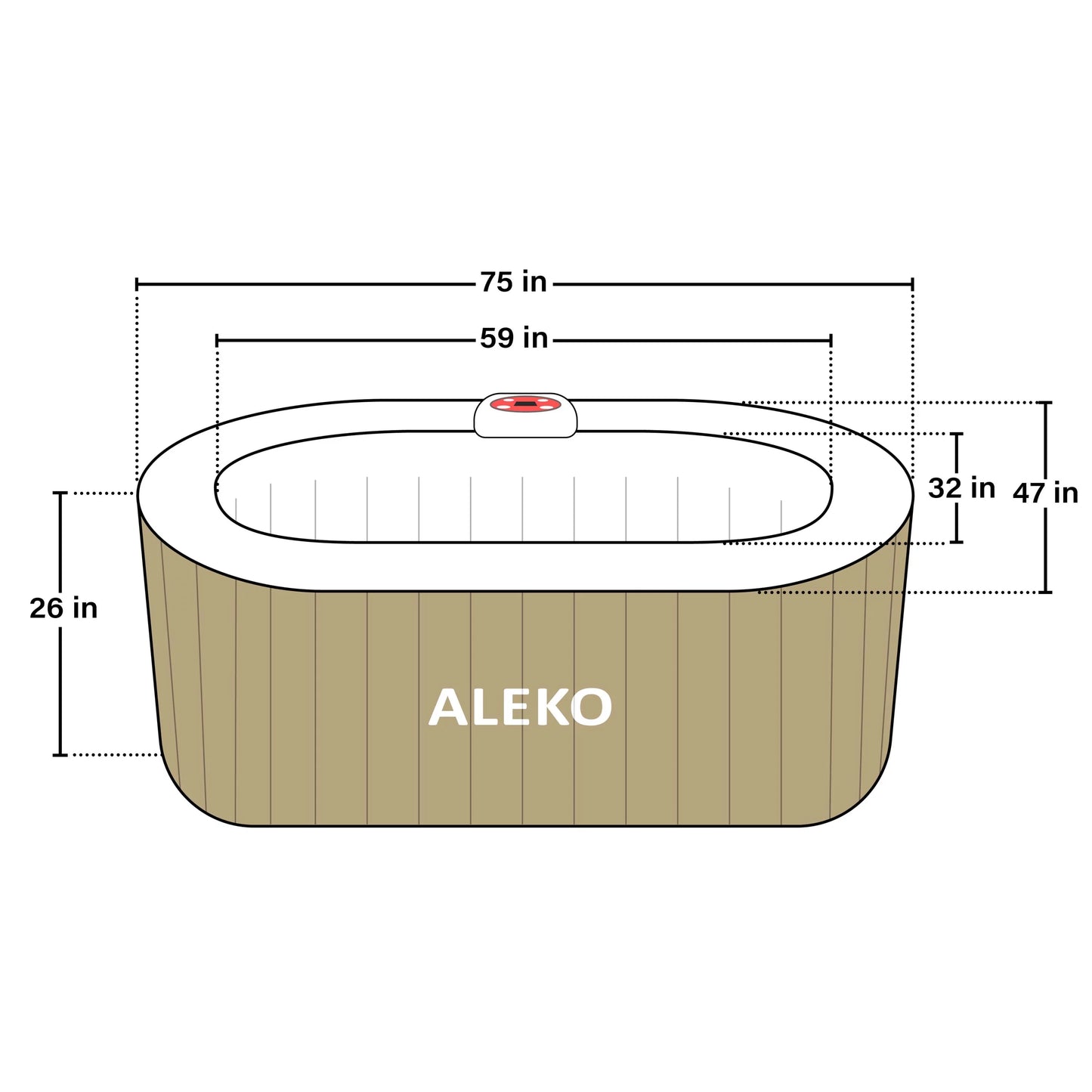 145 ALEKO Person Tub Cover Brown Jetted Hot Inflatable 2 Oval Gallon with