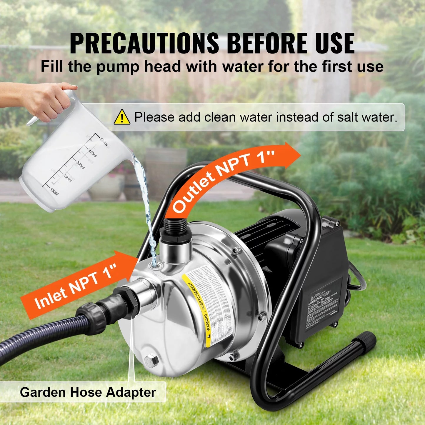 1200 ft Pump, Pressure, Max Steel Lawn Pumps Lake 1.5 WaterTransfer system, Portable Irrigation Height, BENTISMShallowWell Jet HP Booster Garden Stainless psi 115V, GPH Fountain, 87 164 for Sprinkler