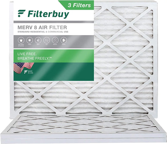 19x20x1 Filters Filterbuy Furnace AC Pleated (3-Pack) HVAC MERV 8 Air