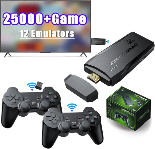 2.4G HD Plug and TV, Video Retro 25,000+ Wireless Support 12 Compatible Controllers Emulator Wireless Console, Stick Games Games, Game Play Game Console Output, Retro 4K 64G, for with