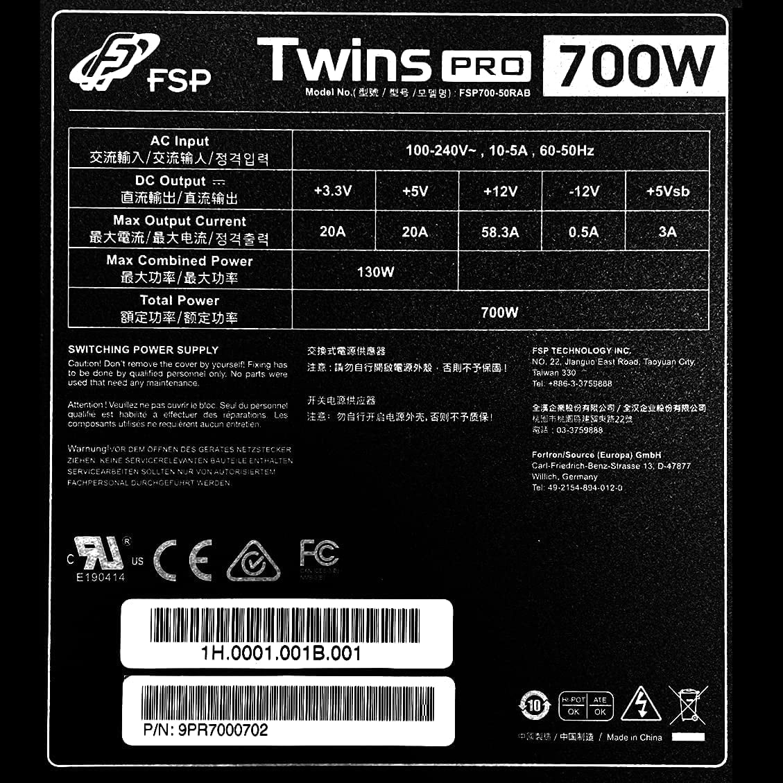 1+1 Hot-swappable Digital Guardian FSP Efficiency 700) Software Pro with ≥90% Monitor Redundant Power PS2 Pro (Twins ATX 700W Twins Module Dual Supply