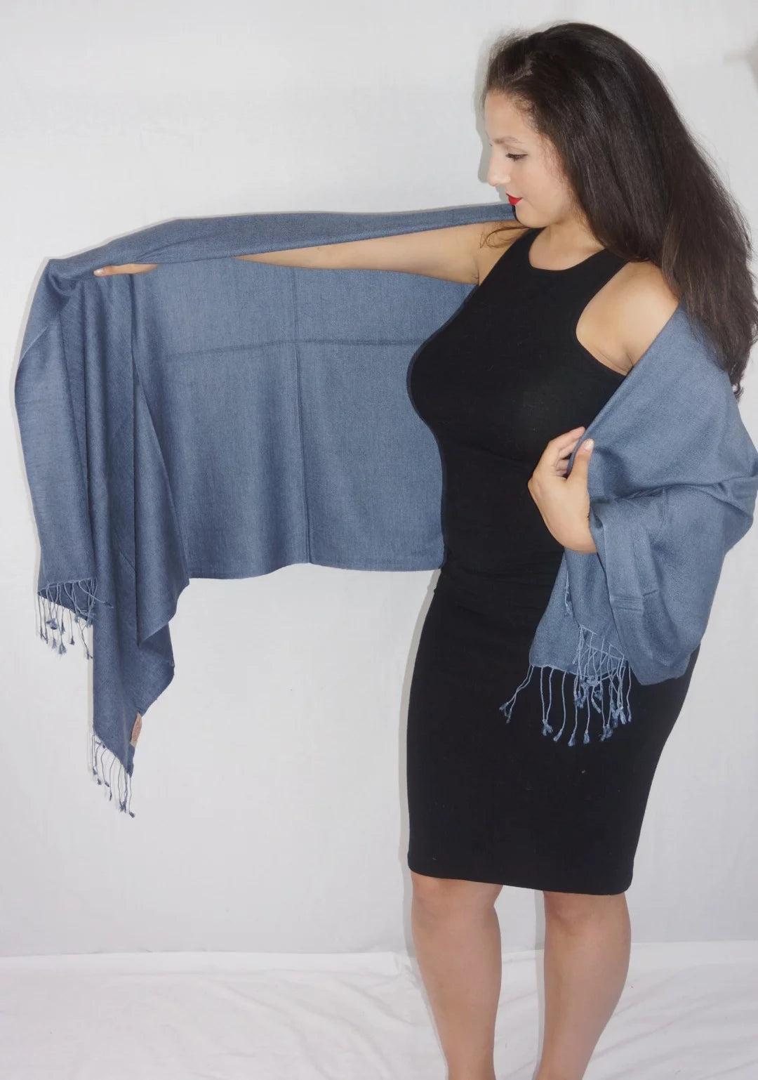 (Slate Shawl/Cashmere Grey Scarf/Wool/Silk Regular Shawl/Shawls/Scarf/Scarves/Wrap/Stole/Muffler/Cape/Ruana/Blanket/Throw/Pashmina Shawl)