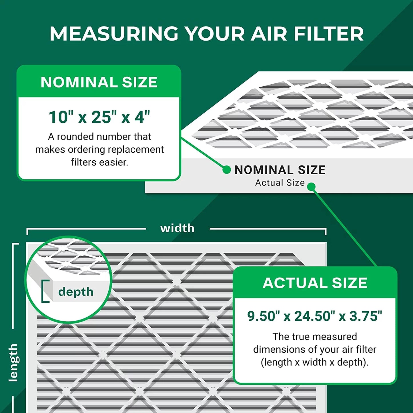 10x25x4 Pleated Filters (6-Pack) HVAC MERV Air Furnace 11 AC Filterbuy