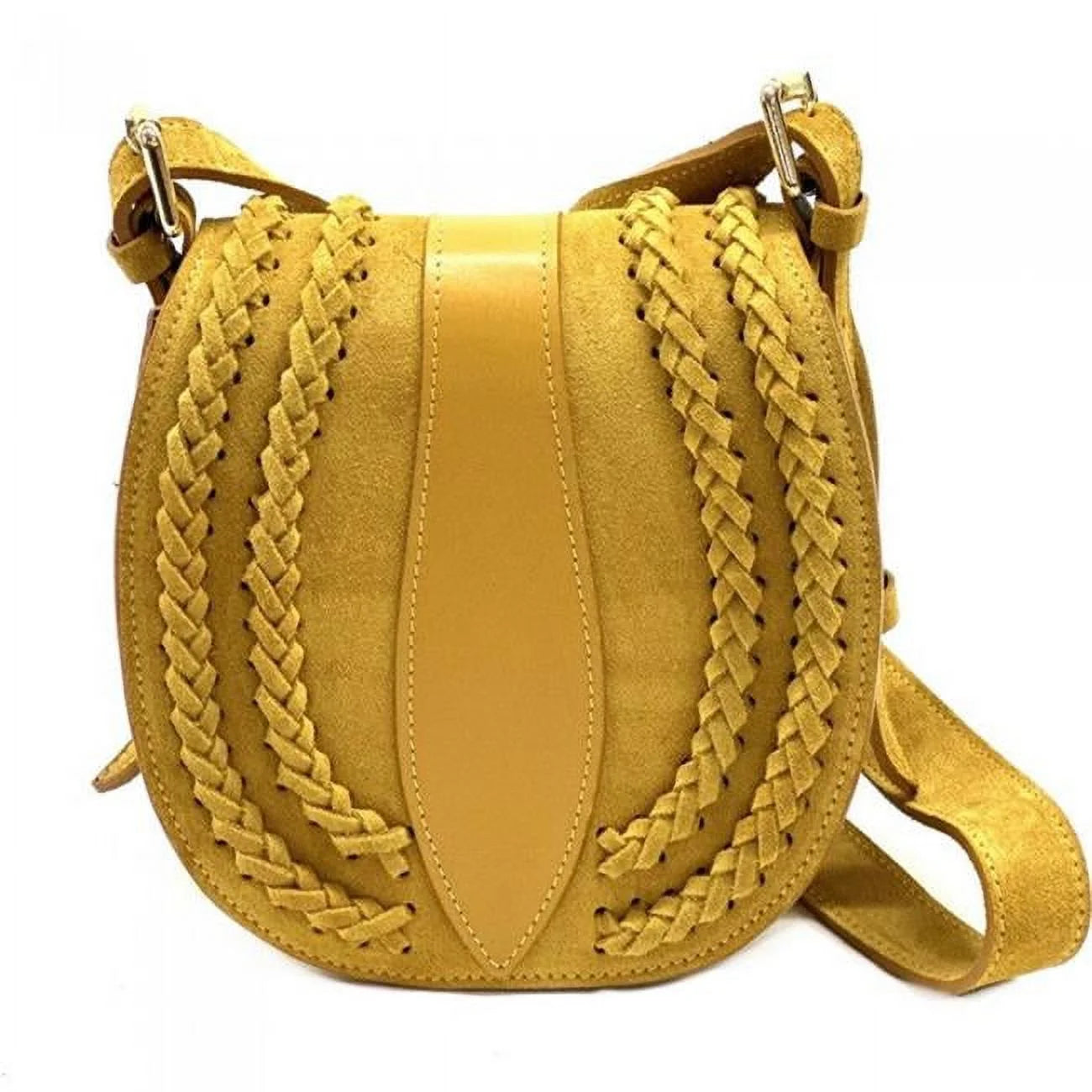 - Yellow Small Lara Italian Messenger Leather Vintage Artisan Bag, Womens Suede