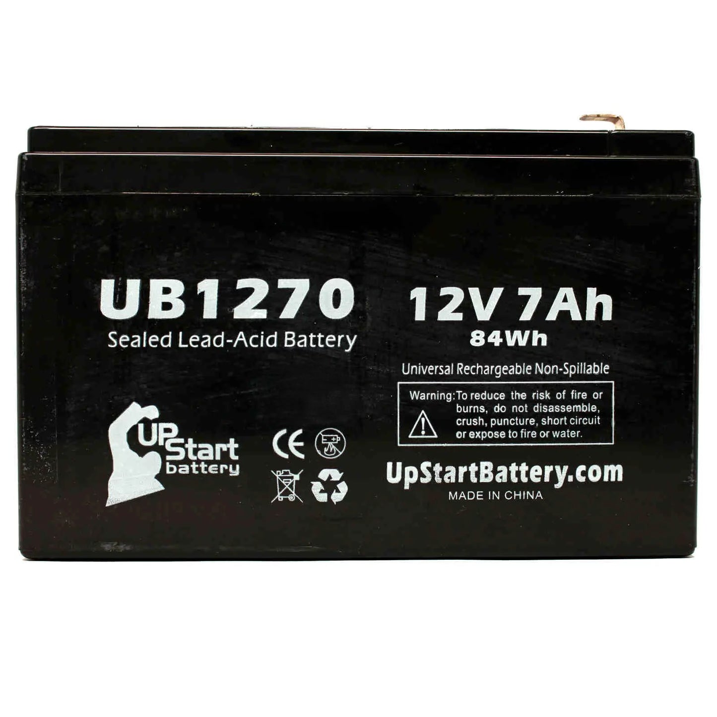 - Battery UB1270 Sealed 2x Replacement Acid Terminal F1 Battery AGM, to Universal Upsonic SLA) - Adapters (12V, F2 F1 Includes Terminal, Compatible Pack PCM140VR 7000mAh, Lead 4 7Ah, -