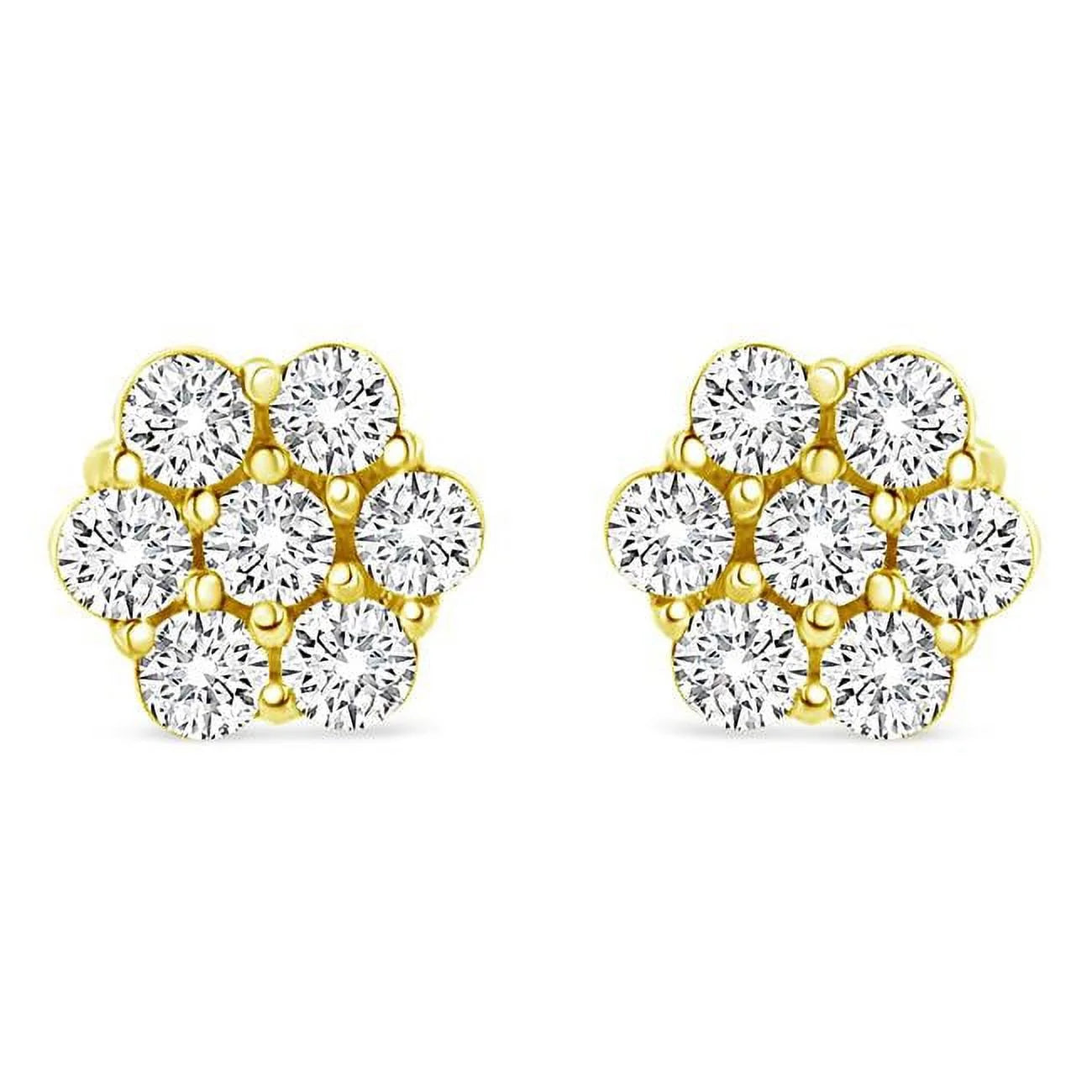 0.50 Screwback Cut Brilliant SI2-I1 - Jewels Infinite Earrings, Floral Gold 14K Diamond Stud CTTW Yellow Clarity Round Cluster Color I-J