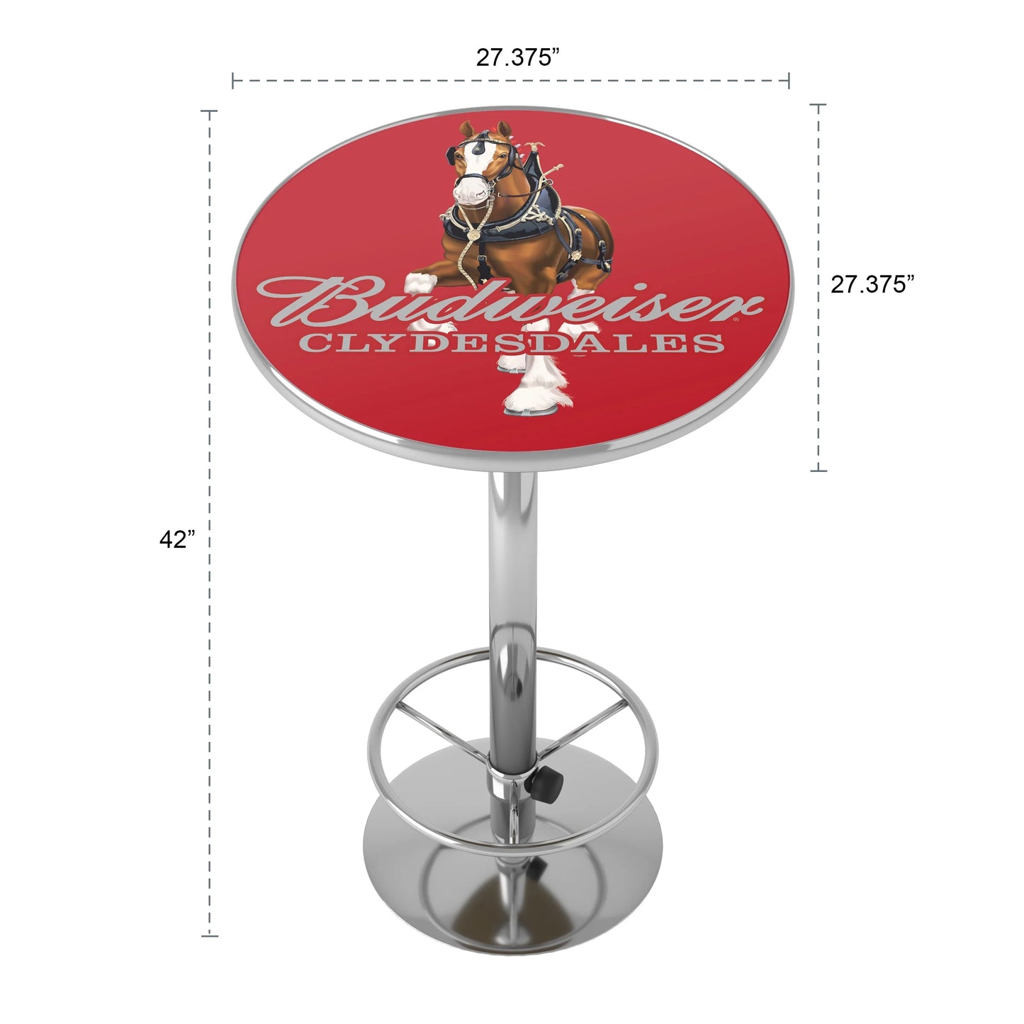 - Chrome Table Budweiser Pub Red Clydesdale