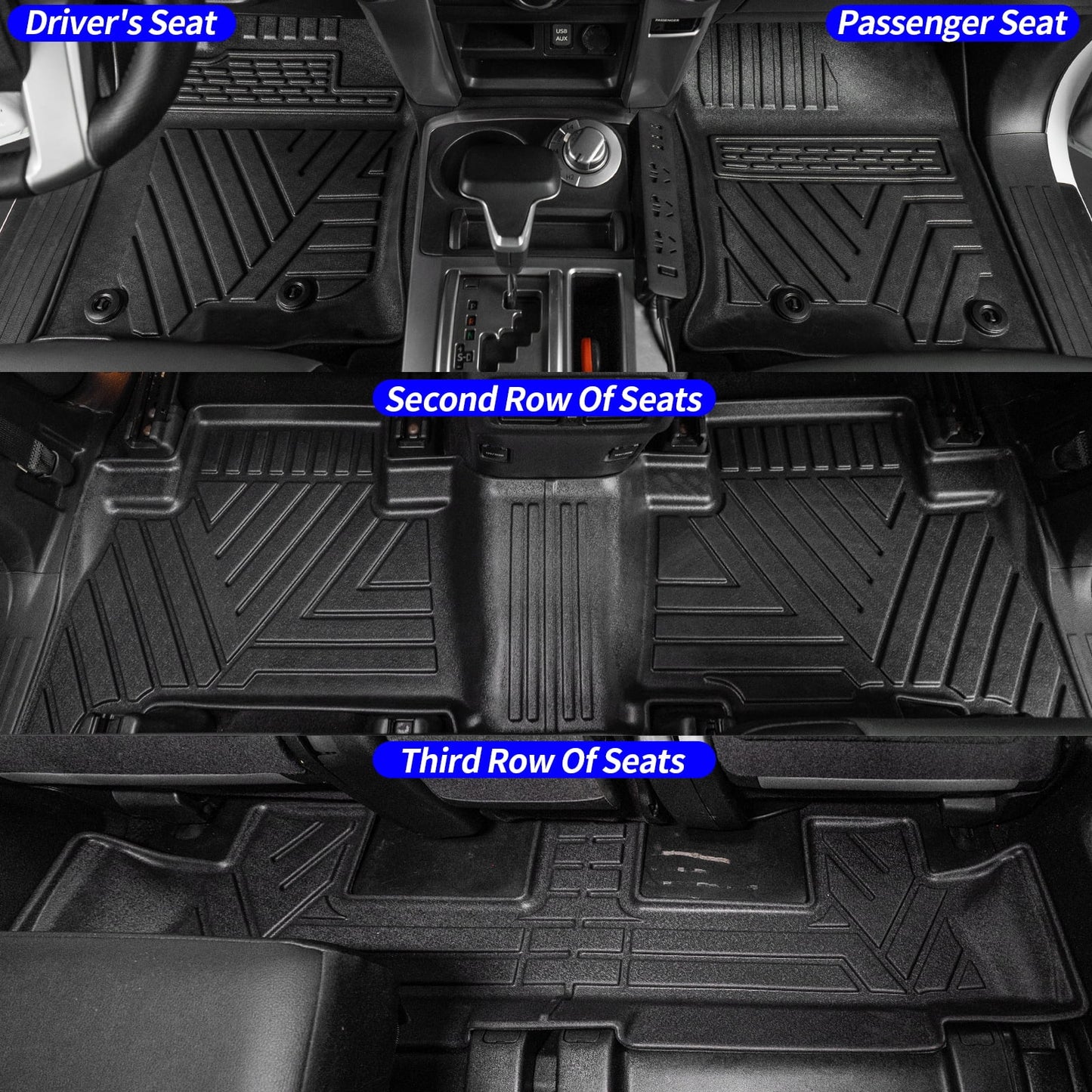 (3rd Row 2013-2023 Mats) Liner Mat Trunk Mat+Floor Seats Cargo Mats+Trunk 4Runner Backrest Fit 7 Toyota