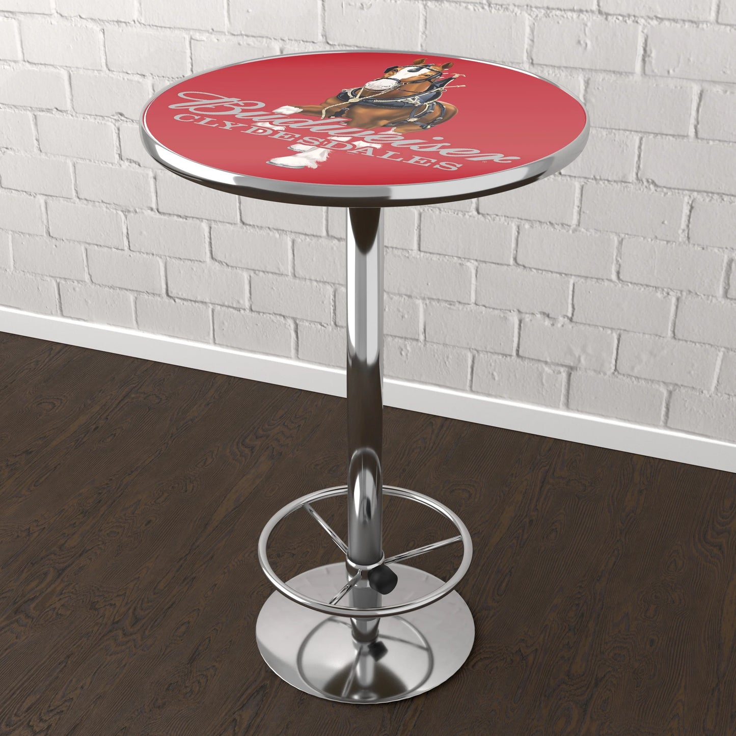 - Chrome Table Budweiser Pub Red Clydesdale