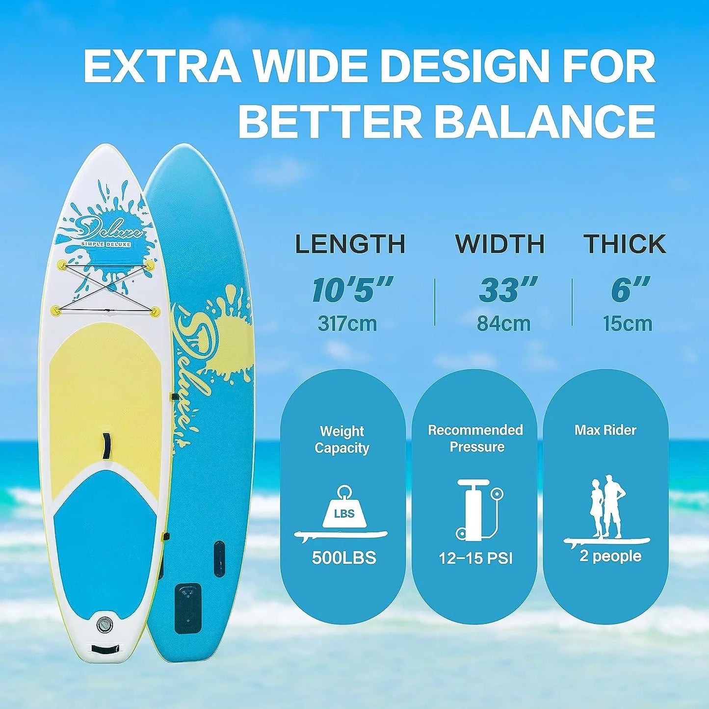 - - Stand and paddle Deluxe 27.55 balance Discover board ultimate kit on Paddle Up water! Inflatable Pink stability - 1 the Board