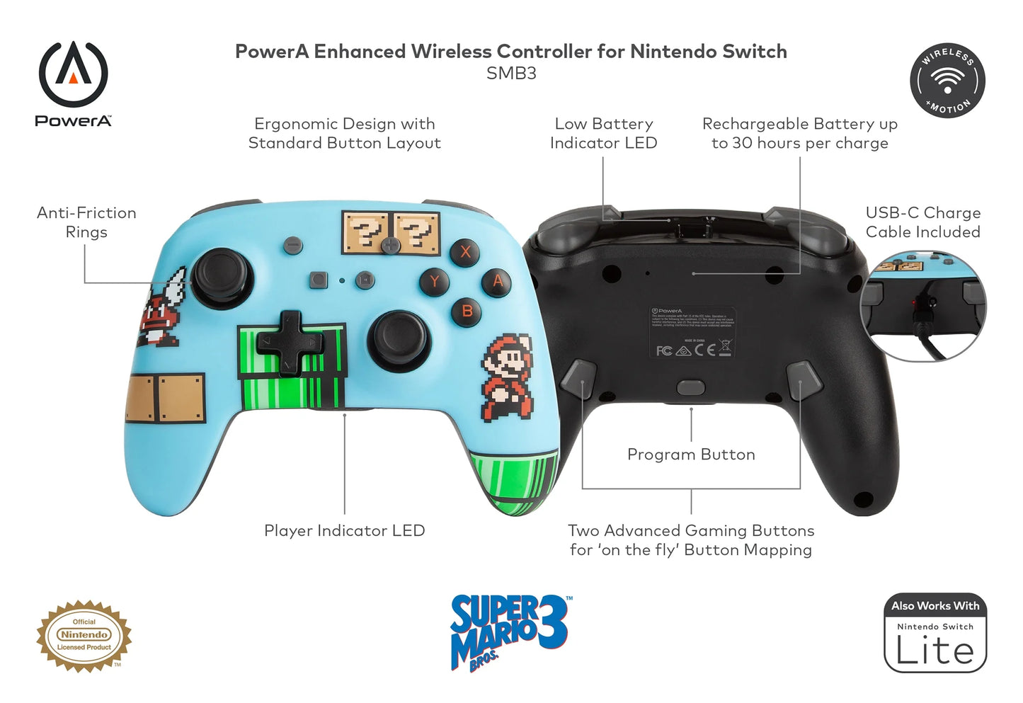 - PowerA Switch SMB3 Enhanced for Wireless Nintendo Controller