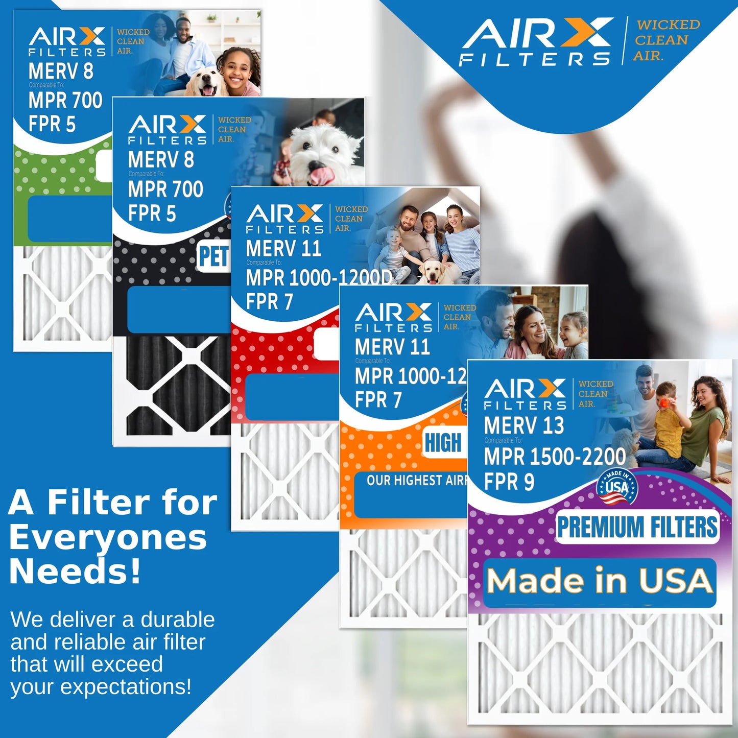 1500 by Air HVAC Air Filter & Premium 13 Pack MPR Filter Filters 14x24x1 MERV 2200 6 WICKED AC Made USA AIR. - 9 to Furnace CLEAN 14x24x1 Comparable FPR Electrostatic AIRX FILTERS Pleated Conditioner