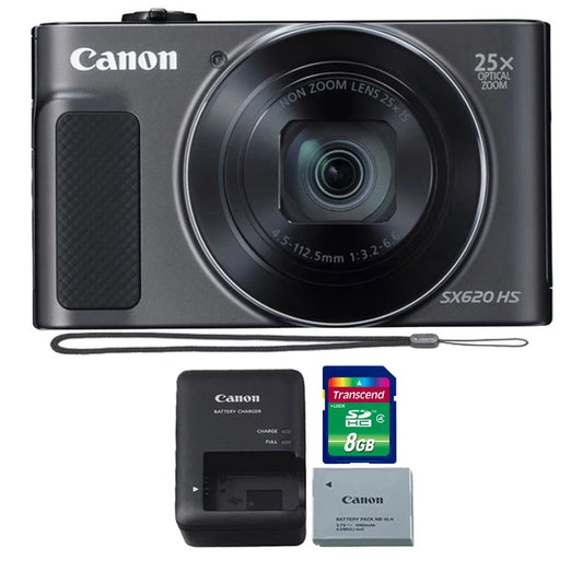 20.2MP 25x NFC with Zoom Card HD Canon HS (Black) Digital WiFi PowerShot / SX620 Full 16GB Memory Camera 1080p