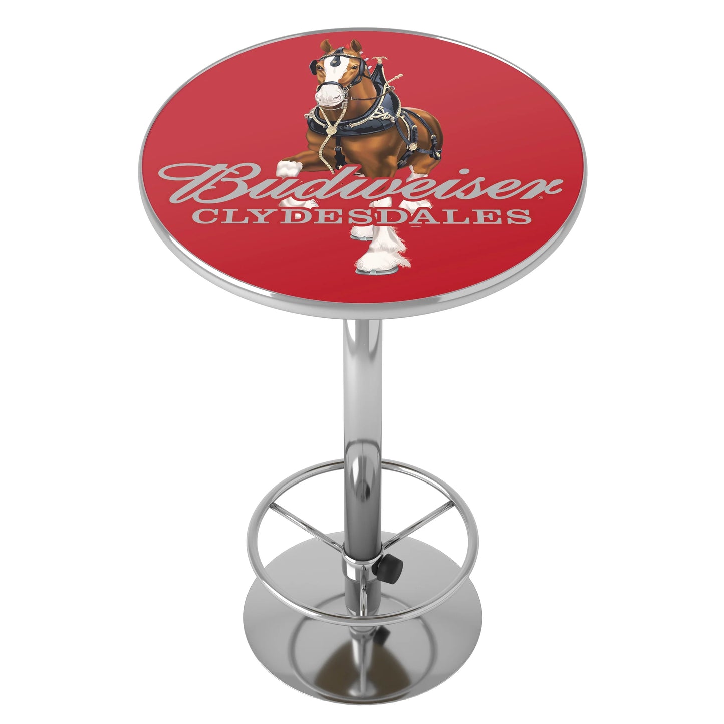 - Chrome Table Budweiser Pub Red Clydesdale