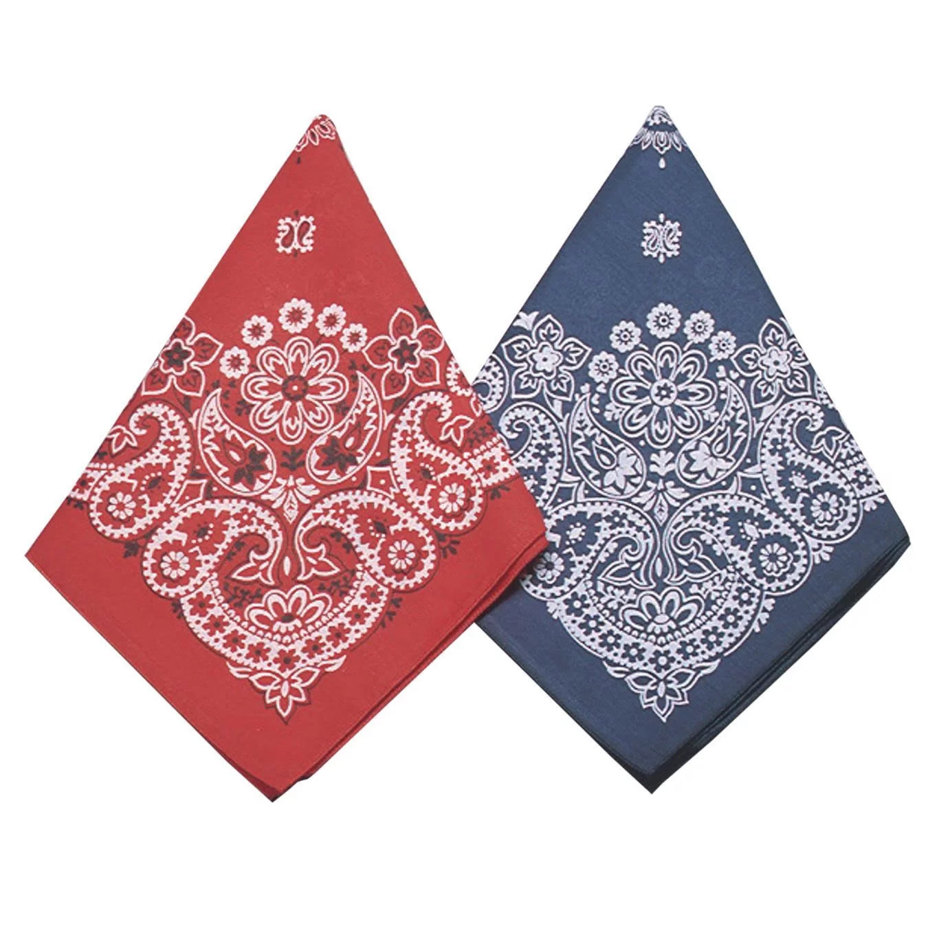 12) Western Classic Bandanas, & Paisley Colors of (Pack Red Style Blue