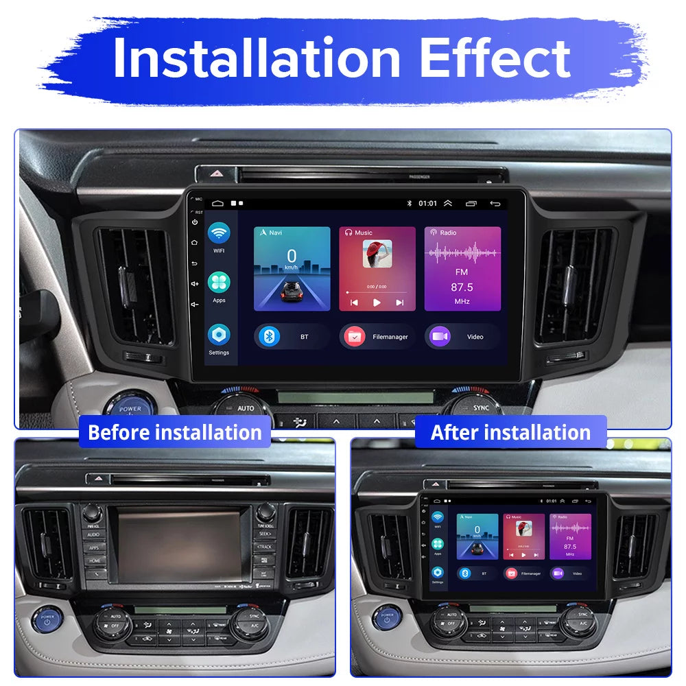 12 Touchscreen 2013-2019 Android 2+32G HD GPS AHD 10'' Radio Wireless Mirror Podofo WIFI Link RAV4 Backup Android Bluetooth, FM Car Toyota Carplay 1080P for Auto Stereo Camera