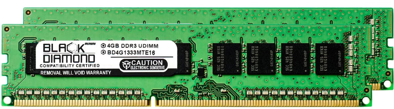 (ECC) 8GB Diamond 2X4GB Module UDIMM RAM Asus Memory PC3-10600 240pin Z8NR-D12 Z DDR3 Black Series for Memory Upgrade 1333MHz