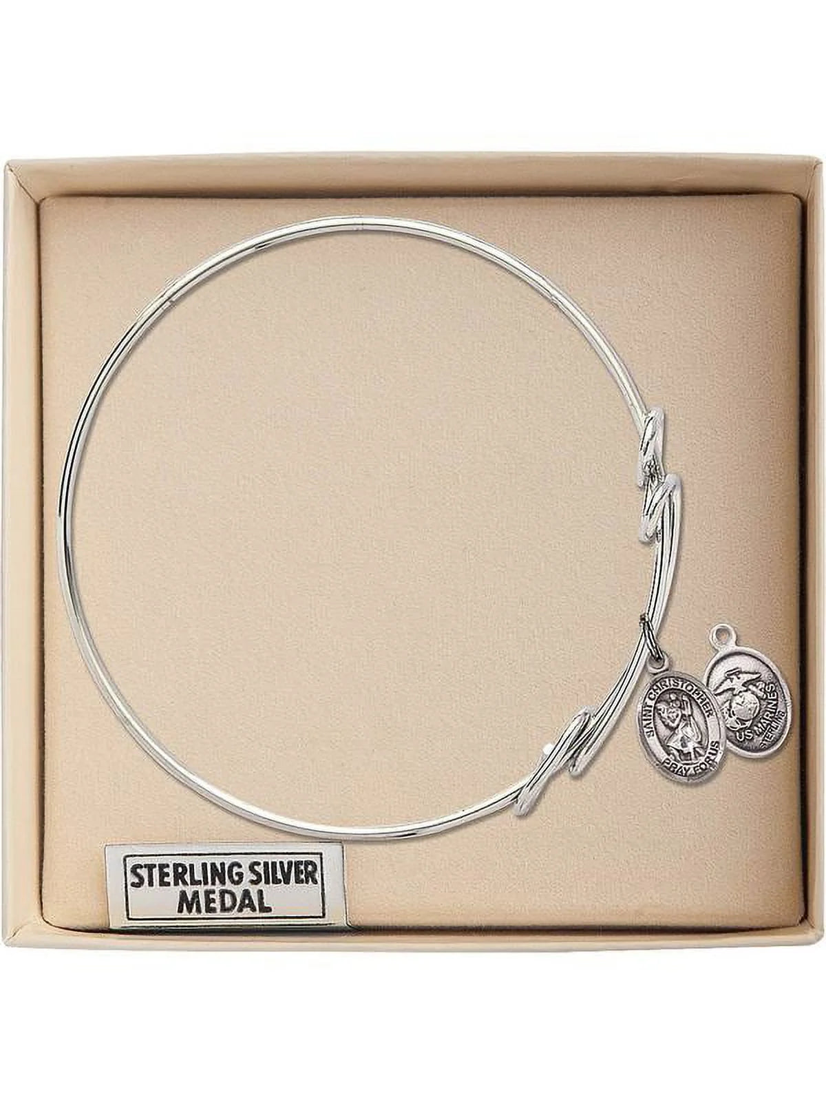 1/2 Loop Round inch Bangle Bracelet 8 w/ Marines Silver in Double / Sterling Christopher St.