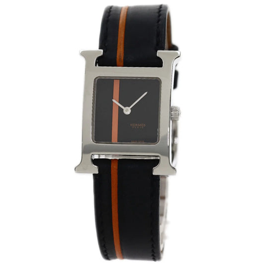 (Good) Women's Stainless Pre-Owned HH1.210 Steel/Leather Hermes H Watch Wristwatch HERMES