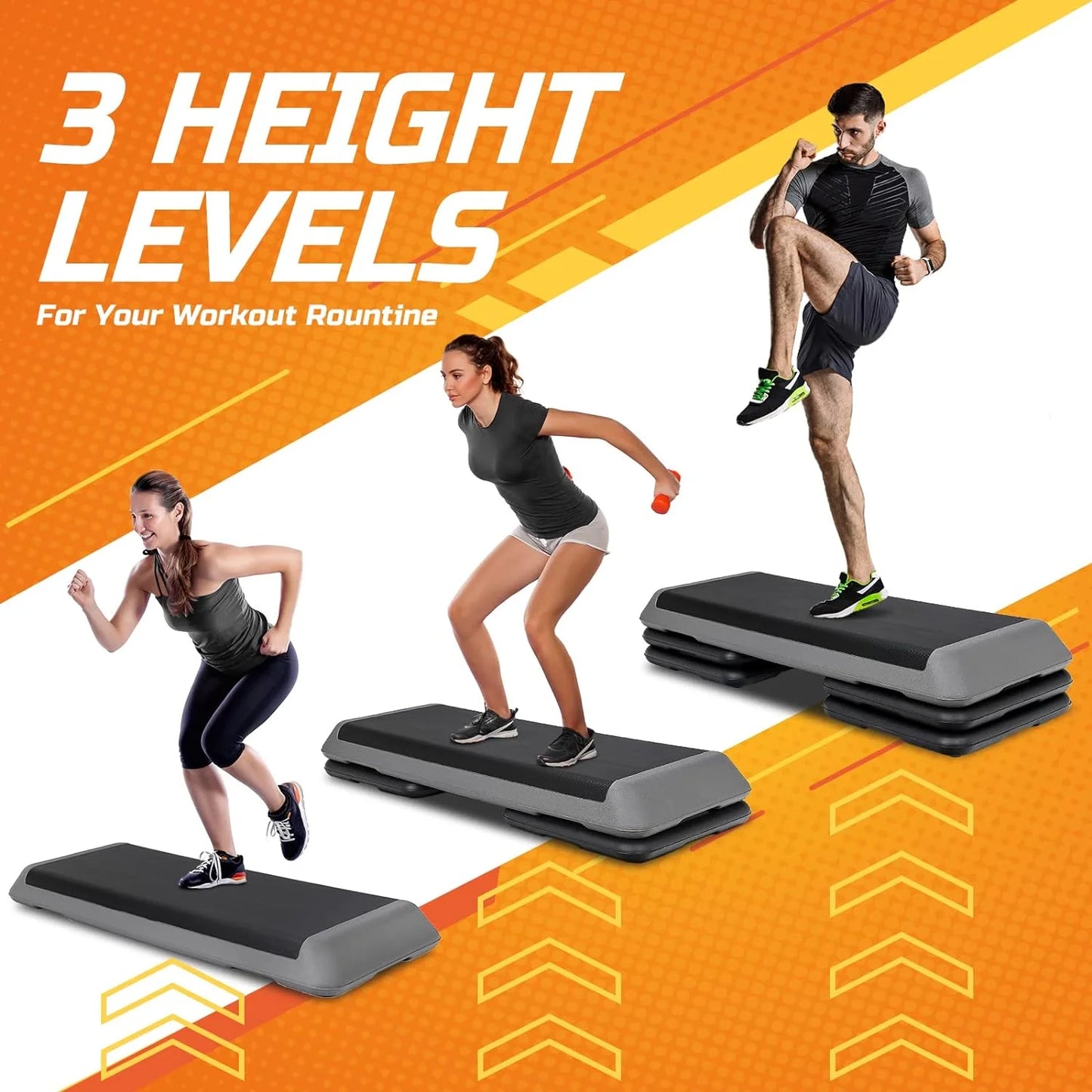 & Aerobic for 43'' Risers, Stackable Adjustable Stepper 4 Strength Aerobics Fitness Step Training Gym Workout Exercise Stepper Stepper Cardio Home Platform, with