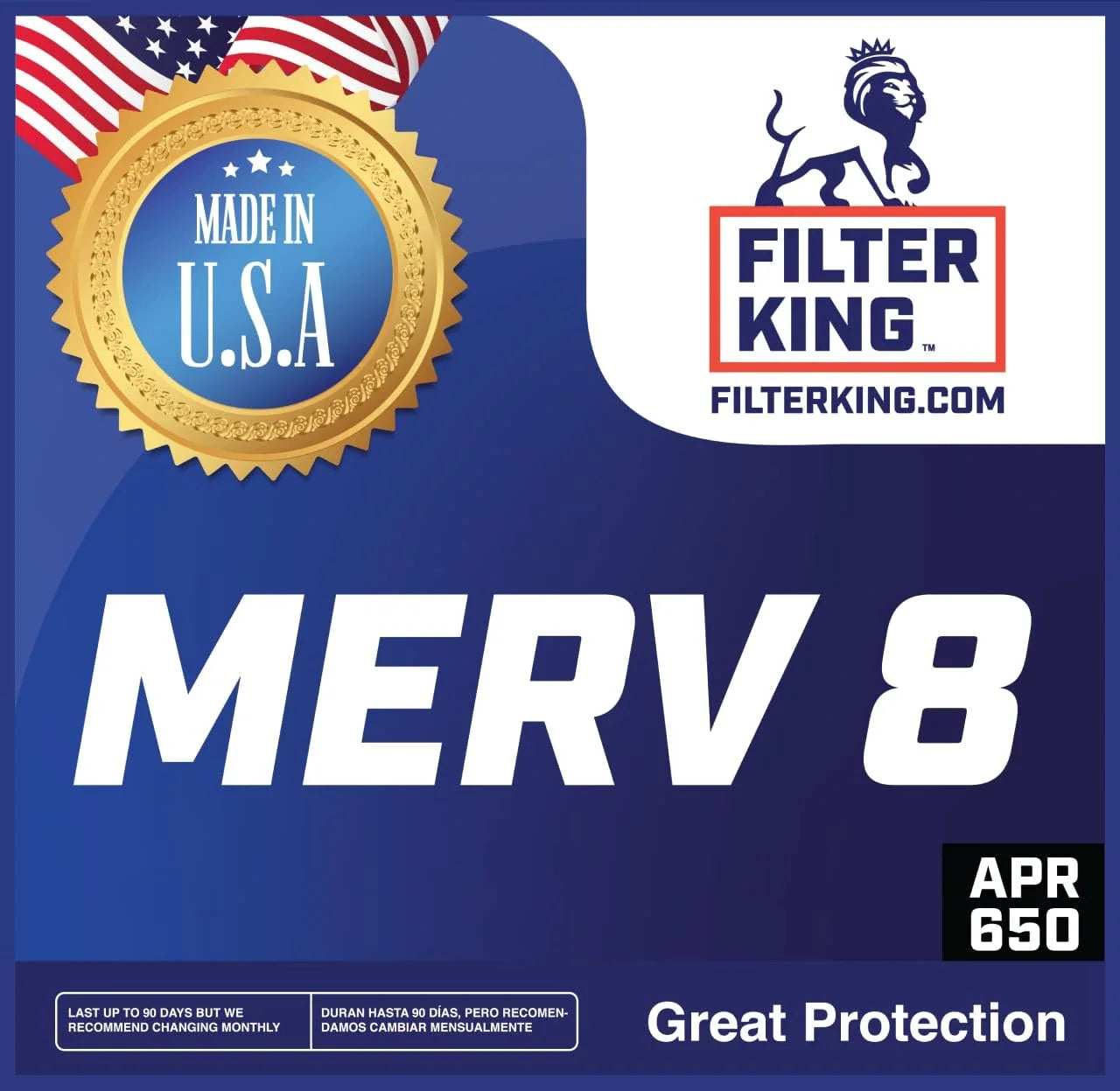 15x33x1 8 HVAC Actual | Filters x Furnace USA A/C | King | .75" 15 Size: | Air 33 MERV MADE IN Filter Pleated 4-PACK Filter x