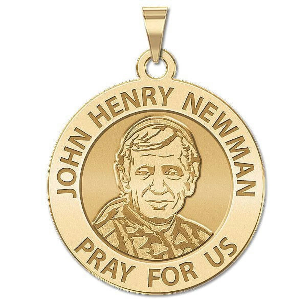 " Yellow Solid Henry 14K "Traditional Religious Gold Blessed Inch Newman John 3/4 Medal Religious Medal