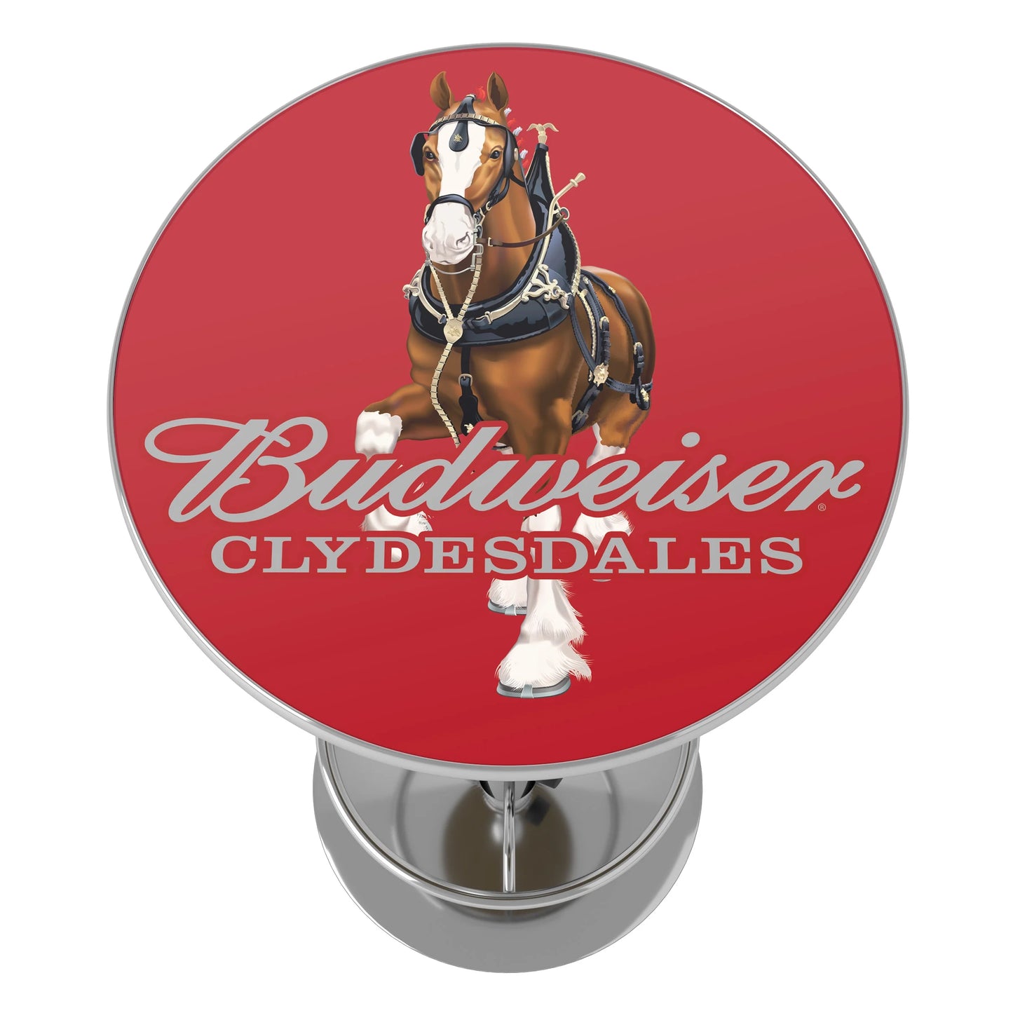 - Chrome Table Budweiser Pub Red Clydesdale