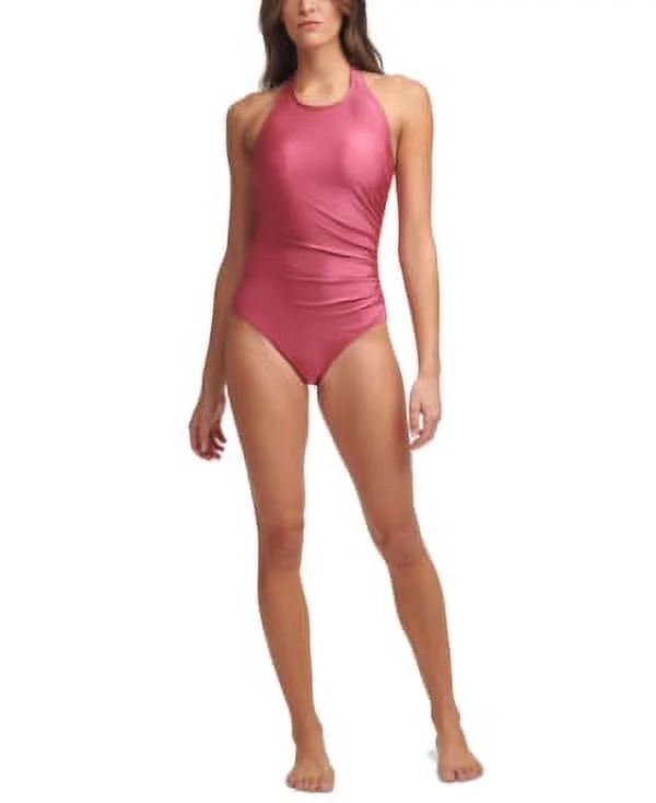 14 One-Piece Calvin US SHIMMER Klein High-Neck CARMINE Swimsuit, Halter