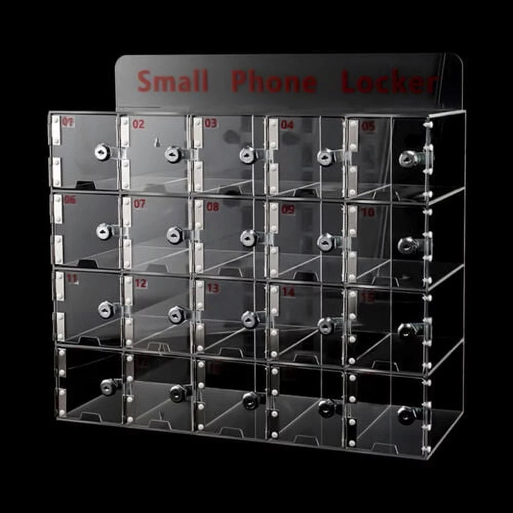 20 Box Storage Keys Acrylic Cell Cellphone Locker Clear Thickened Slots Phone w/